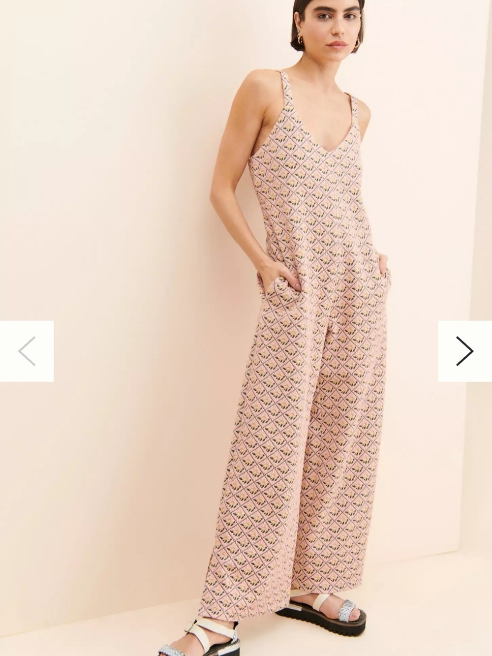 Anthropologie dRA Blush Diamond Jumpsuit Wide-Leg Pink Jumpsuit